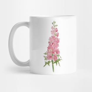 pink larkspur flowers watercolor and ink Mug